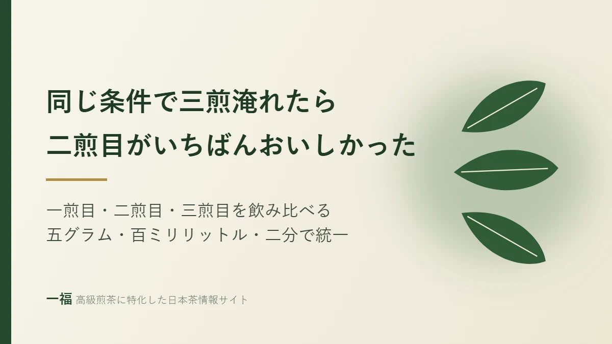 同じ条件で三煎淹れてみたら、いちばんおいしかったのは二煎目でした
